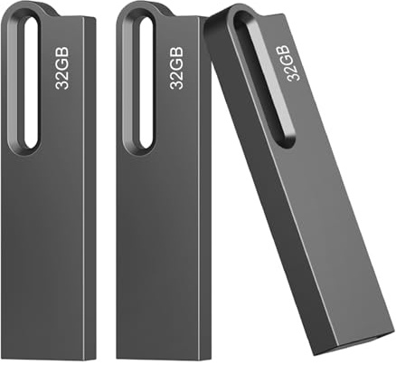 3 Stück USB Stick 32GB 2.0 USB-Stick Flash Drive Speicherstick High Speed Sticks Metall Wasserdichtes Memory Flash Laufwerk für Android Handy Linux Pad Laptop Schwarz