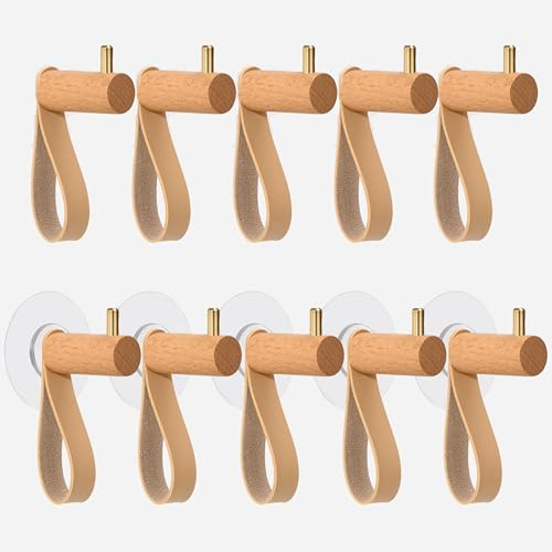 XHTXHT 10 Stück Garderobenhaken Holz Kleiderhaken wand | ,holzhaken zum Schrauben oder Selbstklebend Wandhaken Holz,Kleiderhaken für handtuchhaken jacken Schals Rucksäcke