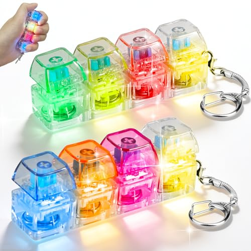 Joycabin 2 Stück Tastatur Fidget Spielzeug mit LED Licht, Tastatur Schlüsselanhänger, 4-Tasten-Tastaturs Fidget, Leuchtendes Keyboard Clicker Lustig Bunter Spielzeug für Angst, Büro, Schule und Reisen