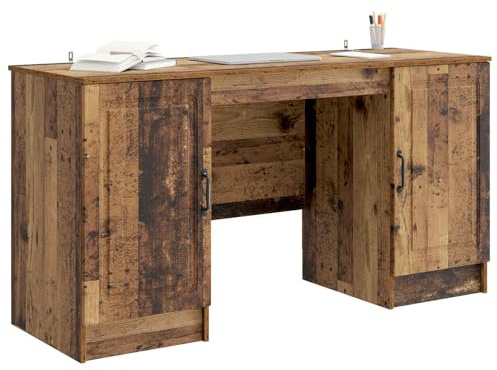 vidaXL Schreibtisch mit Regal Altholz 142,5 x 50 x 75 cm Holzwerkstoff, Wohnzimmer-Set, rechteckig, modernes Design, viel Stauraum, langlebige Möbel, vielseitige Sitzgelegenheit