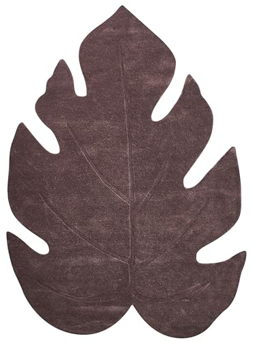 Beliani Teppich Wolle Dunkelbraun einfarbig Blattform asymmetrisch 160x230 cm modern Kurzflor Nainital