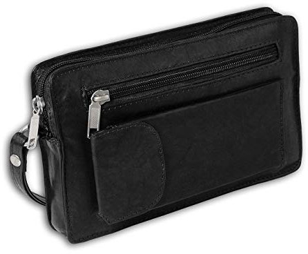 SilberDream DrachenLeder Handgelenktasche schwarz echtes Leder Herren Handytasche OTJ502S Leder Handgelenktasche