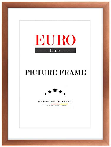 EUROLine Holz Bilderrahmen 60 x 90 cm Kupfer Braun mit Antireflex-Acrylglas für | Foto | Poster | Puzzle Rahmen
