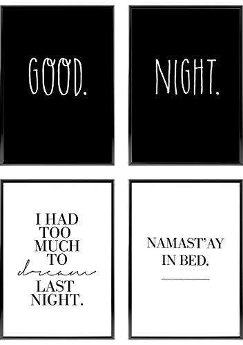 Heimlich® Premium Poster Set OHNE Bilderrahmen | 4 x DIN A4 - ca. 21x30 | Stilvolle Poster Collagen mit passenden Motiven als Wandbilder Wohnzimmer » Good Night «