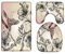 A.Monamour Badezimmer Badematte 3 Teilig Set Silhouette Der Kolibri Und Hibiskusblüten Vintage Blumenkunst Hintergründe Flanell Saugfähig Badteppiche Badvorleger Badgarnitur WC Vorleger