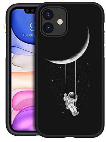 Yoedge für iPhone 11 Hülle, Silikon TPU Schutzhülle [Slim Stoßfest] Ultra Dünn Schwarz mit Muster Motiv Handyhülle 360 Bumper Soft Case Cover für Apple iPhone 11 6,1, Astronaut