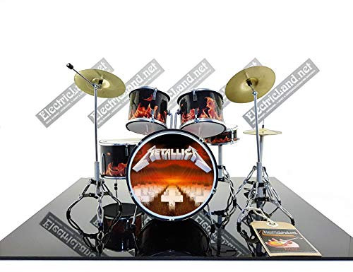 Mini Drum Kit Metall Masterpuppets Album Tribute Miniaturrock 25cm Modellskala 1:4 Sammelbox Schlagzeugset Sammlermodell