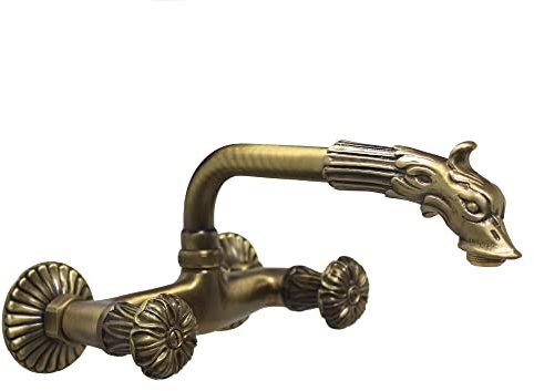 Fonderia Bongiovanni Groupe évier en laiton bruni modèle 221 avec nœud supérieur pour évier fontaine