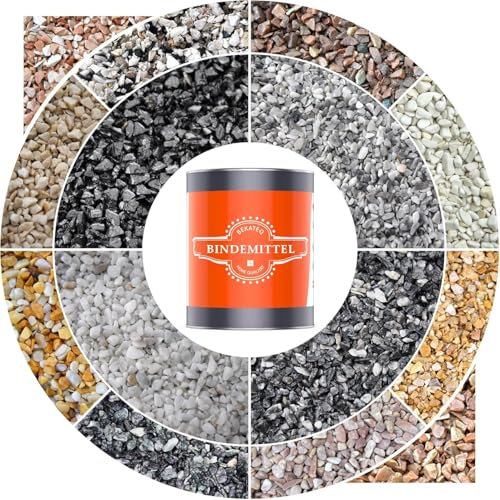 BEKATEQ BK-605PU Steinteppich aussen bis 2,5qm - 25kg Marmorkies in Bianco Carrara + 1K PU Kleber Bindemittel 1kg - Wetterfest, UV-fest, wasserabweisend, hitzebeständig, kältebeständig