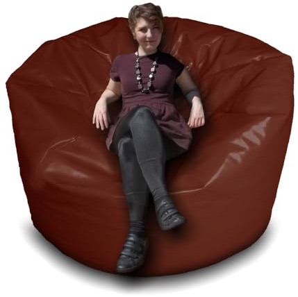 Giant Bean Bag Beanbag, Faux Leather, Gaming Chair Seat, Large Seating Lounger, Couch, Sac for All Ages. Filling Included, Fire Retardant. (Dark Red, XL (80 x 80 x 55 cm))