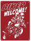 Biker Welcome Metallschild XXL in 28x38 cm in Rot zum Thema Motorrad fahren und frei sein Schild Motorrad Aluschild Mofa Blechschild Moped Biker Welcome