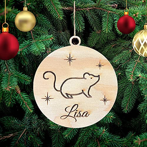 Personalisierte Maus Weihnachtsbaumschmuck Haustier Christbaumschmuck mit Maus Weihnachtsdeko Ornament Weihnachtsdeko aus Holz Weihnachtsbaum Deko Weihnachtsdekoration Ornament Holz