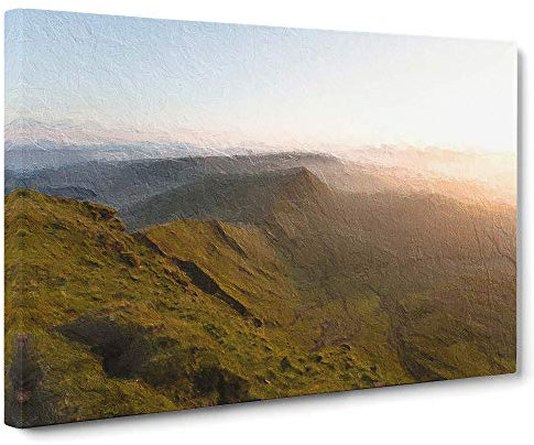 Big Box Art Pen y Fan in The Brecon Beacons Wales Canvas Wall Art Framed Picture Print, 30 x 20 Inch (76 x 50 cm), White, Grey, Black