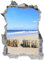 Sticker mural - plage - Effet 3D avec mur de briques en trompe-l’œil 53x80cm