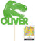 Personalised Birthday Dinosaur Glitter Cake Topper- Green Any Name Glitter Cake Decoration and Sprinkles - Happy Birthday Decorations - Personalised Toppers for Cakes by Cakeshop