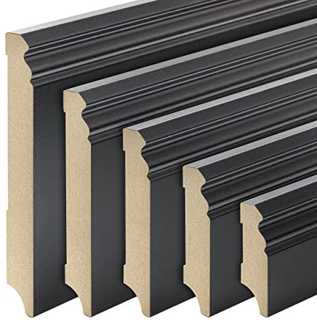 Sockelleiste MDF schwarz foliert Hamburger Berliner Profil 100mm