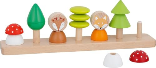 goki 58423 - Farben- und Formensortierspiel Kleine Waldfreunde - aus Buchenholz - Lern- und Sortierspielzeug - für Kleinkinder ab 2 Jahren