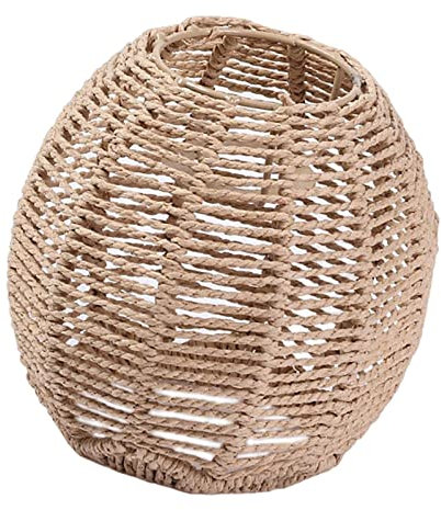 LOVIVER Suspension Abat-Jour Papier Corde rotin Boho tissé à la Main Abat-Jour en Osier pour îlot de Cuisine, Chambre, Restaurant, Salle à Manger, Style A