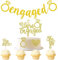 Kawailay Glitter Engaged Girlande Banner und Cake Topper She Said Yes Kuchen Topper mit Diamantring Herz Verlobung Flagge Hängende Deko für Verlobung Hochzeit Hen Party Polterabend - Gold