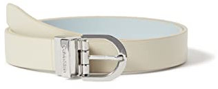 Calvin Klein Damen Gürtel Ck Must Rd Buckle Rev 2.5 cm Belt Kunstledergürtel, Beige (Stony Beige/Pearl Blue), 90 cm