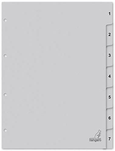 Kangaro Lot de 7 feuilles de papier cartonné avec chiffres A4 1-7. 180 g/m² gris recyclé FSC - K407C