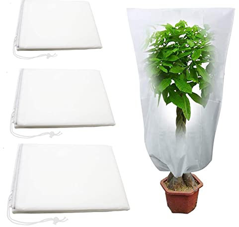 4 Stück Winterschutz für Pflanzen Winter-Pflanzenabdeckungen mit Kordelzug 120 * 80cm Schutzhülle für Pflanzen Kübelpflanzensack aus Vlies Warme Pflanzenschutzhülle zum Frostschutzmittel Staub Insekt