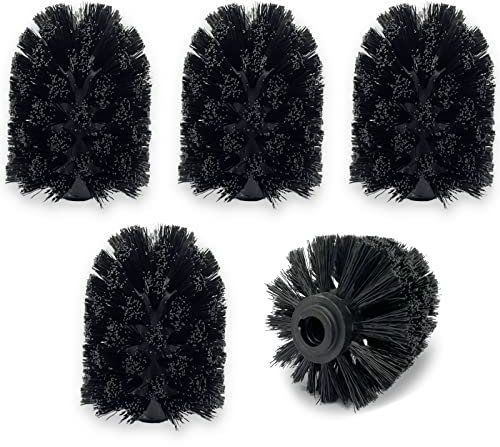 Ersatzbürstenkopf für Edelstahl Toilettenbürste, WAVEWO Toilettenbürstenkopf, 5 Stück, 7 * 7 * 9 cm, schwarz