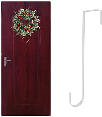 ZningEsxi 30 cm Kranz Kleiderbügel Haustür Tür Metall Haken für Weihnachten Halloween Aufhänger Dekoration Haustür Außen Wand Haken(Weiß, 1 Pc)