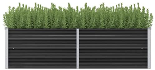 WIFESE Garten-Hochbeet Anthrazit 160x40x45 cm Verzinkter Stahl Hochbeet Metall Hochbeete für Garten Pflanzenbett Kräuterbett Blumenkiste Dekorieren Eingang Balkon Terrasse Garten Stilvoll Langlebig