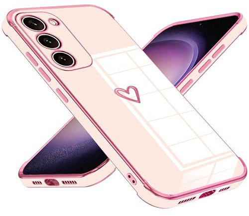 Keteen Handyhülle für Samsung Galaxy S23 Hülle Cute Herz Muster Mädchen Galvanisierte Kameraschutz Weich TPU Silikon Schutzhülle Ultra Dünn Case Stoßfeste Hülle für Samsung Galaxy S23, Rosa