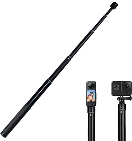 51.2 Invisible Selfie Stick Compatible with GoPro Hero 13 12 11 10 9 AKASO EK7000 Brave 7 LE Insta360 DJI Omos Action Camera,1/4 Extended Monopod Pole,Adjustable Monopod for Action Camera