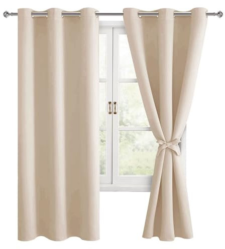 Hiasan Verdunklungsvorhänge Gardinen mit Ösen,Beige Blickdicht Vorhänge,2 Stück,106 x 160 cm (Breite x Höhe),weiche Schiebevorhänge für Schlafzimmer,Wohnzimmer usw.