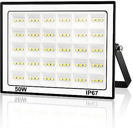 URTBST 50W LED Strahler Außen, 5000LM IP67 Wasserfest Fluter, Superhell 7000K Kaltweiß Scheinwerfer für Garten, Hinterhof, Garage, Lager, Flur