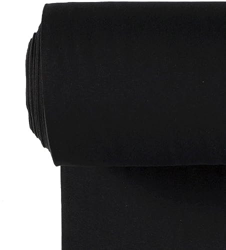 Bündchenstoff Meterware | Uni Jersey | Oeko-Tex Schlauchware glatt 70 cm breit | 38 Farben 0,5m (schwarz)