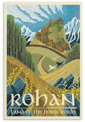 Herr der Ringe Retro Reiseposter Rohan Artworks Bild Druck Poster Wandkunst Malerei Leinwand Dekor Home Poster 40 x 60 cm