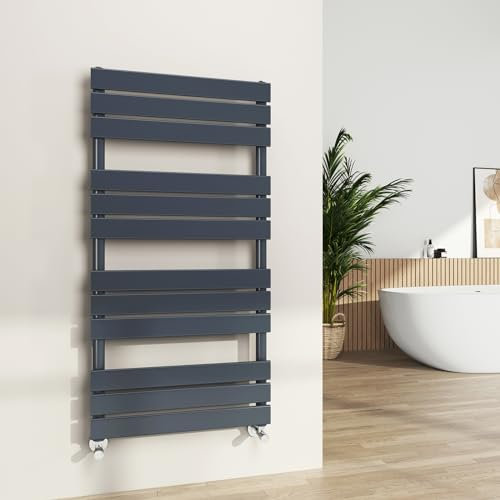 S'AFIELINA Towel Rail Radiator, 1200 x 600mm Towel Radiator Flat Panel Central Heated Radiator Versatile Wall/Floor Mounted Bathroom Radiators, Anthracite