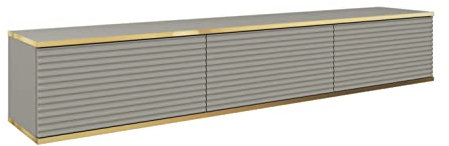 Meuble TV en or 175 cm suspendu, différentes couleurs, meubles de salon, style moderne (gris II)