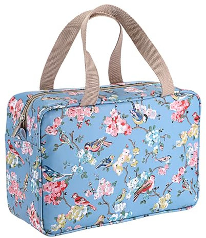 IGNPION Grande trousse de toilette de voyage étanche pour femme, trousse de maquillage, sac de maquillage, sac de gym, sac de gym, oiseau violet, Bleu Bird