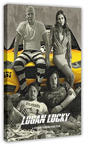 MURABE Logan Lucky Filmposter auf Leinwand, Schlafzimmer, Dekoration, Sport, Landschaft, Büro, Raumdekoration, Geschenk, Rahmen-Stil, 60 x 90 cm