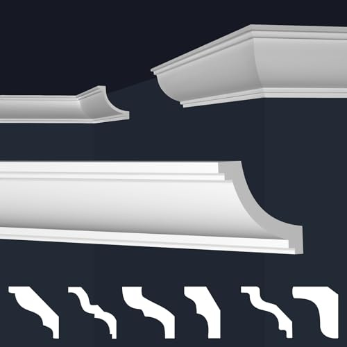 MARBET DESIGN Stuckleisten XPS Styropor weiß - Deckenleisten Deckenabschlussleisten E-Leisten - (Musterstück E-36)
