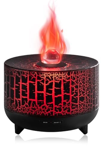 Flammen Befeuchter Aroma Diffuser 230ML,Aroma Luftbefeuchter mit 7-Flammen-Farbe,Leiser Diffusor für ätherisches Öl,Feuer-Luft Diffusoren für ätherische Öle,Kann ätherisches Aromaöl Hinzufügen