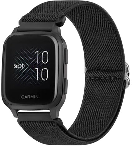 Vancle Bracelet Compatible avec Garmin Vivoactive 5/Garmin Venu Sq/Venu 2 Plus/Venu Sq 2/Venu/Vivoactive 3, Elastique Bracelet Pour Forerunner 55 165/Forerunner 245/245 Music/Forerunner 265, Noir