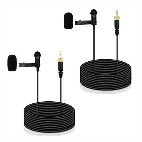 SPTSSWET Lot de 2 microphones Lavalier compatibles avec émetteur sans fil Sennheiser à condensateur omnidirectionnel Micro filaire 3,5 mm Revers TRS pour conférences streaming en direct YouTube 1,5 m
