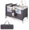 COSTWAY 5 in 1 Travel Cot, Folding Baby Playard with Bassinet, Mattress, Music Box, Hanging Toys, Storage Rack and Carry Bag, Lightweight Crib Suitable from Birth to 15kg (Grey)