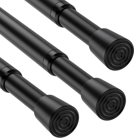 3Stück Gardinenstange Ohne Bohren 68-100cm Klemmstange Für Gardinen Teleskop Gardinenstange Zum Klemmen 100cm Schwarz Teleskopstange Spannstange Duschstange