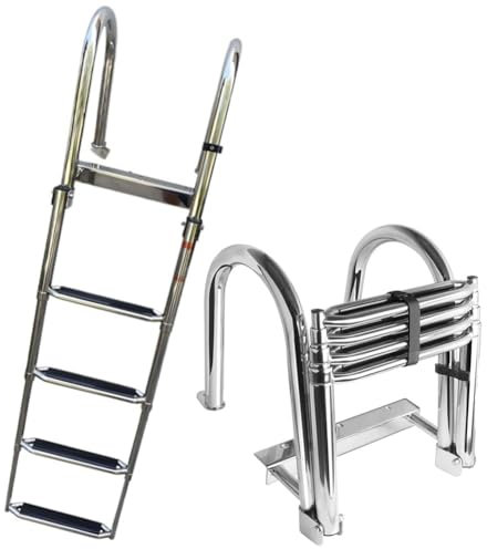 MNBVH Outdoor Above Ground Swimming Pool Ladder Load 200Kg, 4 Steps Anti Slip Pools Step Ladder, Heavy Duty Above Ground Pool Ladder