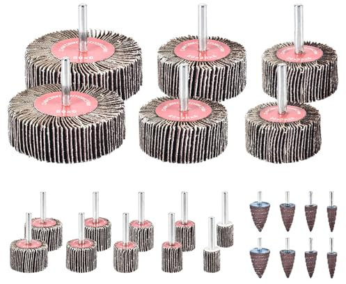 Abrasive Flap Wheel Sander, 24PCS 80 Grit Sanding Flap Wheels Abrasive Flap Wheel Set Polishing Disc Sanding Heads, 6mm Shank Drill for Drill Rotary Tool Polishing Grinding Deburring