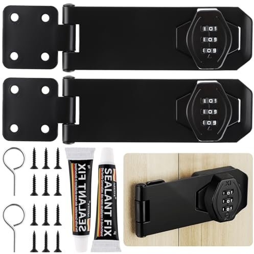 MIVIDE 2 Pcs Serrure à Combinaison de Meubles 5 Pouces, Serrure à Combinaison à 3 Chiffres, Verrou de Porte à Code pour Portes, Armoires, Porte de Grange, Jardin