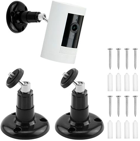 2 Pack Camera Mount Ring Stick Up Camera Wall Mount Bracket for Outdoor Camera/Pro/Indoor Cam/Wyze Cam/Eufy Cam/Arlo Cameras, Suitable for All Cameras with Standard 1/4 Thread Holes, Black