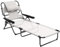 Outsunny Bain de Soleil Chaise Longue Pliante avec appuie-tête, Trou de Lecture, Dossier inclinable en textilène, transat Jardin extérieur pour Plage Relax Camping Piscine terrasse, crème